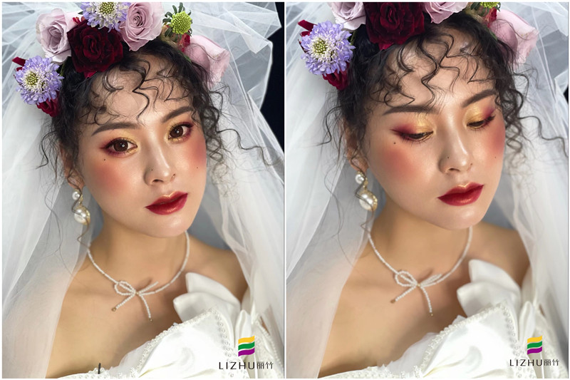 復古油畫風格新娘 ，南寧彩妝學校新娘妝作品
