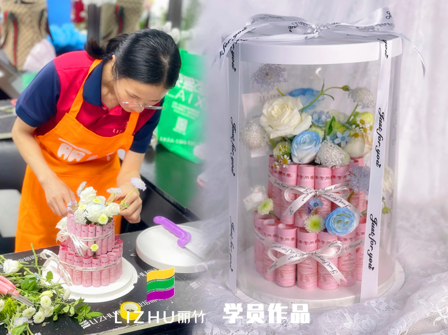 蛋糕花盒制作，南寧花藝學(xué)校課堂實(shí)訓(xùn)