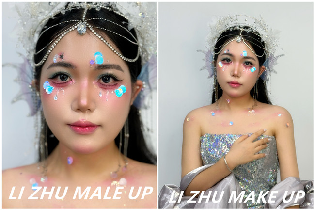 人魚精靈公主造型，南寧人物化妝培訓