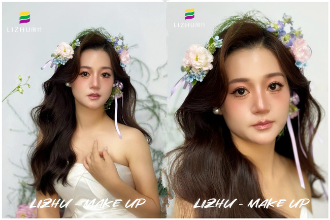 韓系鮮花新娘，廣西新娘化妝學(xué)校課堂作品