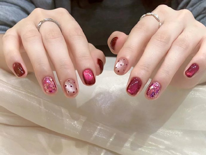 適合春天的紅色美甲，廣西美甲造型培訓(xùn)收集