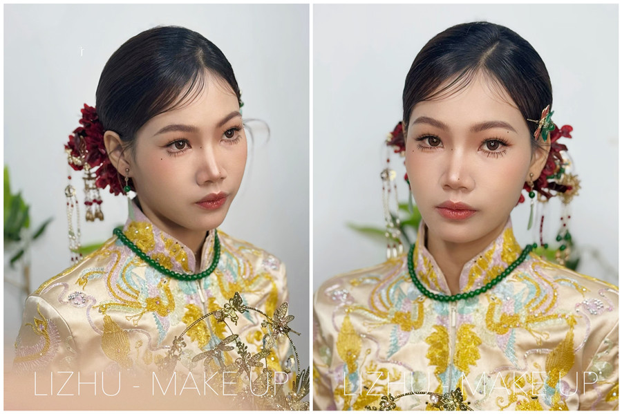 龍鳳褂新娘造型解析，廣西新娘化妝跟妝