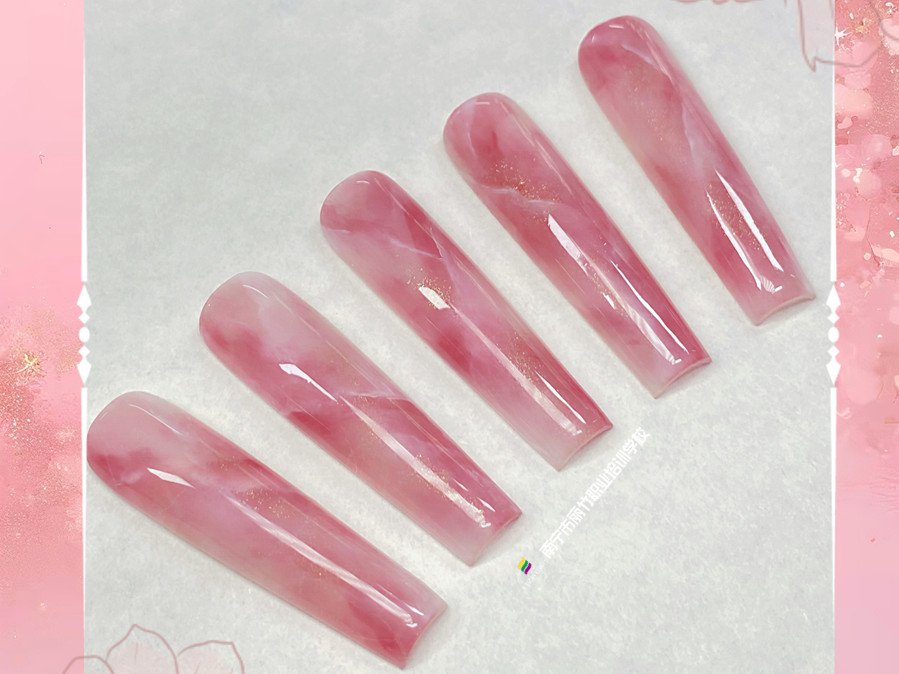 大理石暈染美甲，南寧教美甲